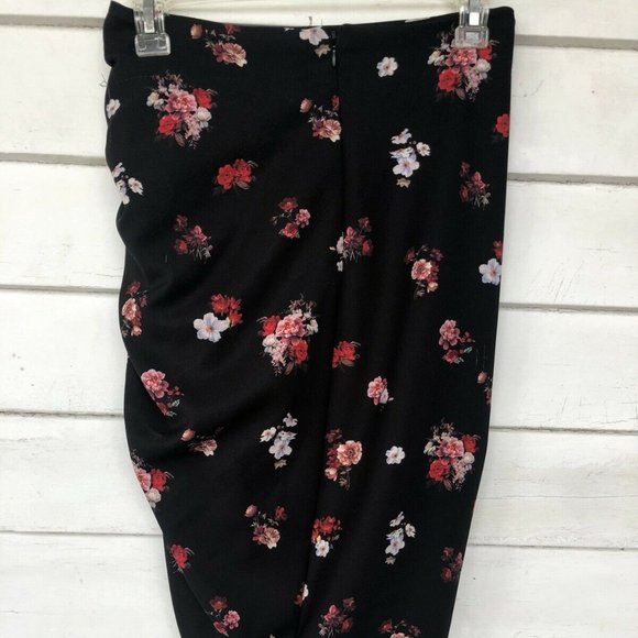 GIANNI BINI‎ RUCHED SIDE SLIT LINED FLORAL SKIRT XS - Picture 8 of 13
